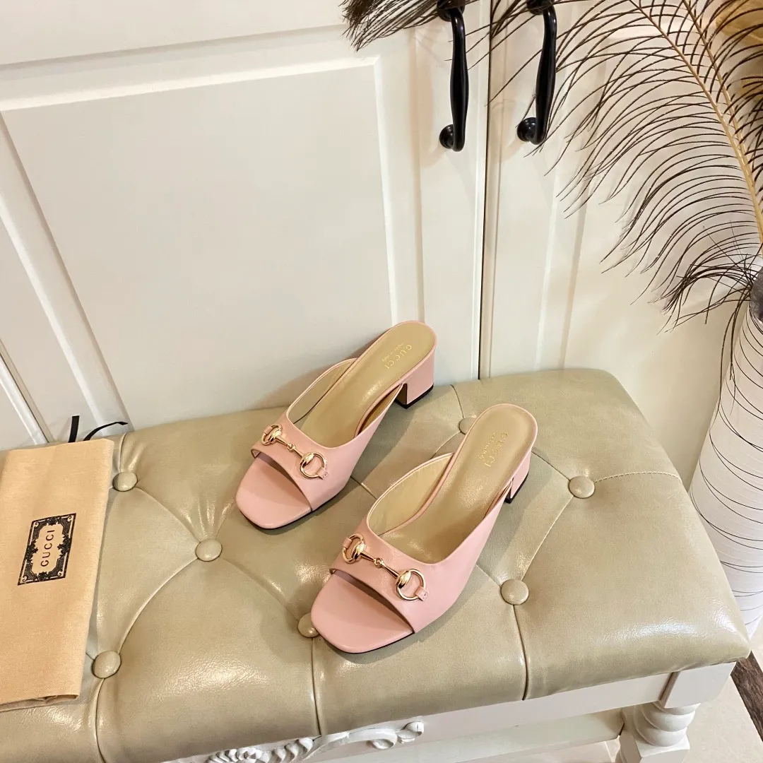 👟👟Ex-factory price 440👟👟, Gucci classic slippers, cowhide surface, sheepskin lining, 5cm heel, size 35-42 (custom-made sizes 43 and 44 are non-refundable)